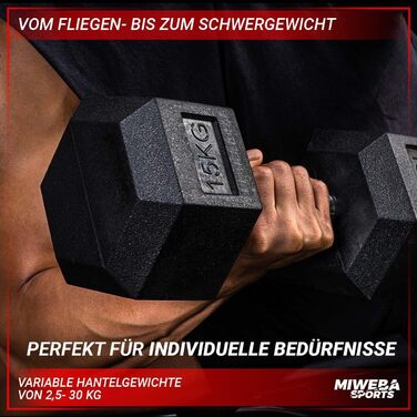 Гантелі шестигранні Miweba Sports HGH100 Пара по 12.5 кг (діапазон 2.5-30.0 кг)