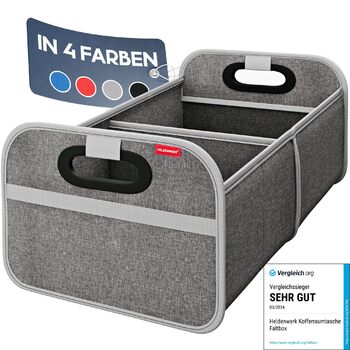 Сумка для багажника HELDENWERK, складана з антиковзким кріпленням на липучках - органайзер для авто, складана коробка для покупок, посилена та міцна, сіра