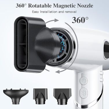 Іонний фен Slopehill 2000 Вт професійний фен, легкий та складаний/низький рівень шуму/магнітний розсіювач/надзвичайно довгий шнур/