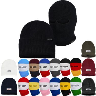 Балаклава та шапка PGWEAR Troublemaker 2 в 1 Чорний Білий Червоний Синій Жовтий Зелений Рожевий Сірий Оливковий Камуфляж Балаклава Маска Шапка Ультрас Лижні Хулігани Один розмір Чорний