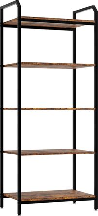 Полиця, Книжкова полиця BS 6 60, Полиця для зберігання з 5 полицями, Промисловий дизайн, для вітальні, офісу, кабінету та коридору, Сталева рама, 187 x 60 x 30 см (187 x 60 x 30 см)