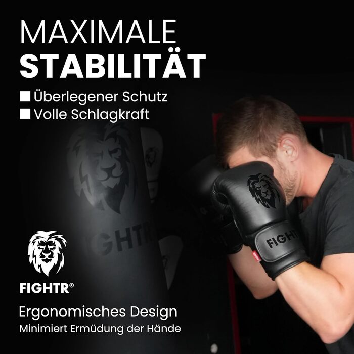 Боксерські рукавички FIGHTR Pro з натуральної шкіри Чоловічі та жіночі для боксу, MMA, муай-тай, кікбоксингу та бойових мистецтв 10, 12, 14, 16 унцій У комплекті сумка для перенесення 14 унцій, повністю чорного кольору