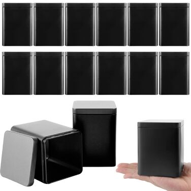 Чайних банок для розсипного чаю (від 100 г до 250 г), 8 x 8 x 11 см металеві ароматичні бляшанки для спецій для кавових зерен та спецій (сірі), 15