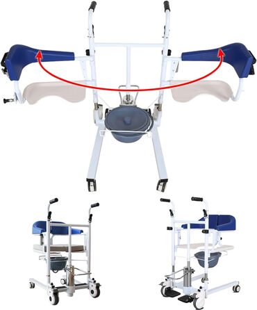 Гідравлічне крісло для перенесення пацієнта з розділеним сидінням на 180 для дому, багатофункціональне перенесення інвалідного крісла, регульована висота сидіння, крісло для душу зі спинкою та горщиком, Toile