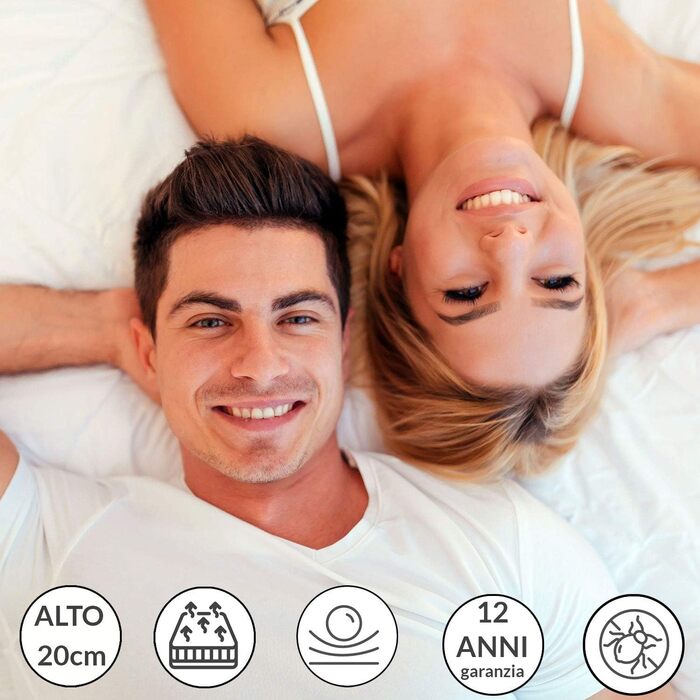 Знімний матрац з анатомічної піни з ефектом пам&39яті, висотою 20 см, напівжорсткий внутрішній шар, гіпоалергенний, виготовлений з поліуретану та піни з ефектом пам&39яті, для односпального ліжка (90 x 195 см).