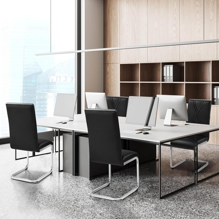 Комплект обідніх стільців Yaheetech з 2 шт. , кухонний стілець, консольний стілець з металевою основою, ергономічний стілець для відвідувачів, консольні стільці для їдальні/кухні/ресторану, чорний 2 чорного кольору