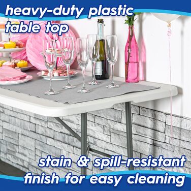 Складаний стіл Harbour Housewares з регульованою висотою та підставкою - 120 см (4 фути) - Чорний - Міцний складний портативний пластиковий меблі для саду, кемпінгу, пікніка та їдальні