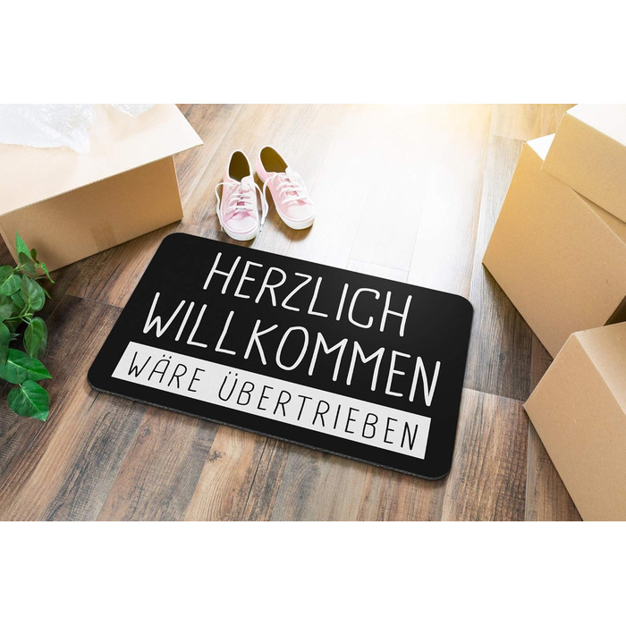 Килимок для дверей у формі кухля з написом &quotЛаскаво просимо - це перебільшення&quot - килимок, кумедний килимок - подарунок (чорний)