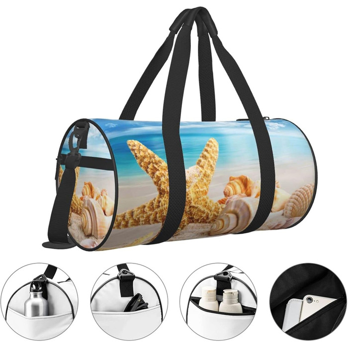 Дорожня сумка-циліндр з морським мотивом мушлі, океан, пляж - спортивна сумка для чоловіків та жінок