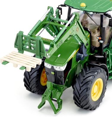 Трактор John Deere 7310R з фронтальним навантажувачем, зелений, метал/пластик, 132, на дистанційному управлінні, вкл. пульт дистанційного керування Bluetooth та аксесуари, можна керувати через додаток, французькою мовою З пультом дистанційного керування О