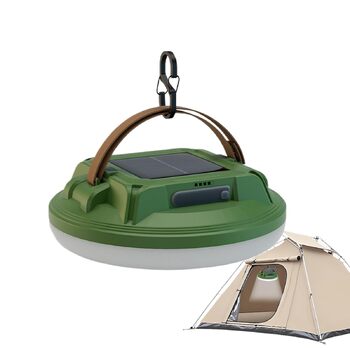 Сонячний ліхтар, водонепроникний з режимами освітлення, кемпінговий ліхтар для використання на свіжому повітрі з гачком для походів, подорожей з рюкзаком, риболовлі, дому, відключення електроенергії, зелений