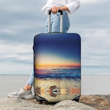 Чохол для валізи з морським принтом BAFAFA, еластичний захист від подряпин та пилу, чорний, розмір 90