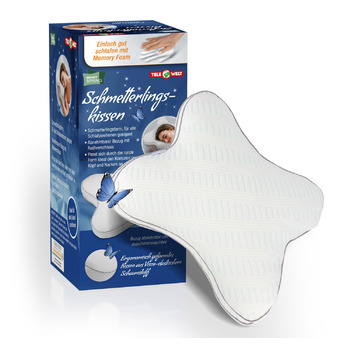Подушка HSP Метелик з ефектом пам&39яті Подушка для сну на боці - подушка для підтримки шиї - ергономічна підтримка - дихаюча - ортопедична подушка - 45 x 35 x 10 см, біла
