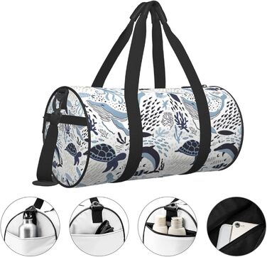Дорожня сумка-циліндр з морським принтом (черепахи/восьминоги), спортивна сумка для чоловіків та жінок, сумка для подорожей та спорту