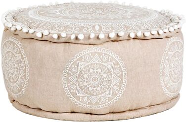Пуф-табурет MARRAKESCH з бавовни, включаючи наповнювач, кругла підлогова подушка ø 50 см як східний декор (бежевий - білий)