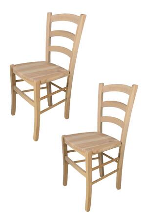 Комплект із 2 стільців Venezia для кухні та їдальні, міцний каркас з полірованої букової деревини, необроблене та 100 натуральне поліроване дерев&39яне сидіння. Комплект із 2 дерев&39яних стільців.