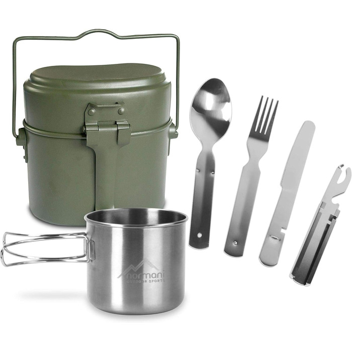 Набір столового посуду Збройних сил Німеччини Бунд столові прибори алюмінієвий посуд BW чашка з нержавіючої сталі оливкового кольо