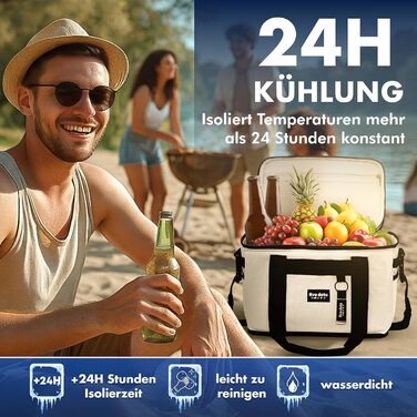 Велика сумка-холодильник five dots 30 л 24 години охолодження, ідеально підходить для покупок, автомобіля та роботи - ізольована сумка, термосумка, сумка для ланчу та сумка для пікніка - велика сумка-холодильник - чоловіча сумка для ланчу - сіра сумка для