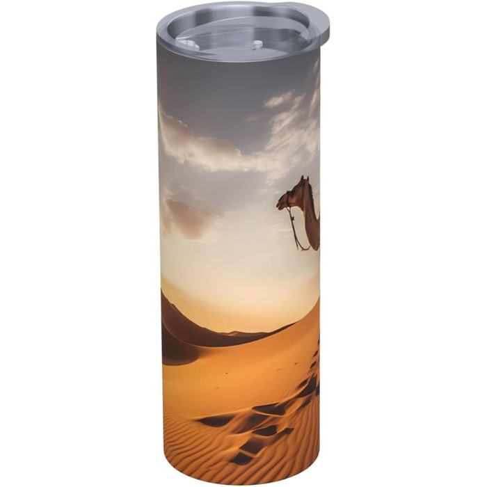 Кухоль з прямою трубочкою, 590 мл, одинокий верблюд, з принтом, дорожній кухоль, підходить для кемпінгу, офісу та дому