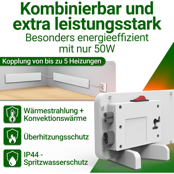 Протипліснявий обігрівач зі спеціальною інфрачервоною захисною мембраною - Знищує плісняву особливо енергоефективним та безхімічним способом на стінах, шпалерах, у ванних кімнатах та підвалах - Anti Mold Dry 50 Вт (50x10x1,3 см)