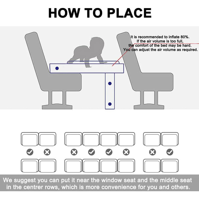 Надувне ліжко-літак для малюків Дитяче ліжко-літак для подорожей Надувне ліжко для малюків Ліжко-літак для немовлят Підходить для більшості літаків економ-класу