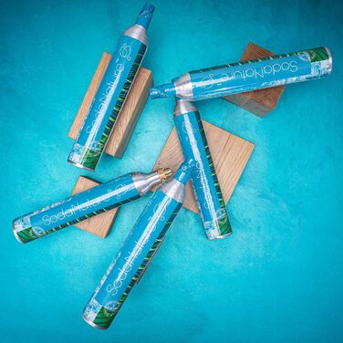 Преміальний 60-літровий циліндр CO2 для SodaStream (крім QC), Aarke тощо Нові та вперше заповнені в Німеччині Природна вугільна кислота на 60 літрів 10 років TV 425 г