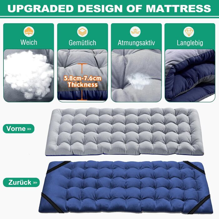 Туристичне ліжко з матрацом, максимальне навантаження 200 кг, розкладне похідне ліжечко 190 x 71 x 36 см, сталевий каркас та тканинне покриття Pxford, розкладне ліжко, гостьове ліжко для дорослих, кемпінг у приміщенні/на вулиці, сад, офіс, 190 x 71 x 36 с