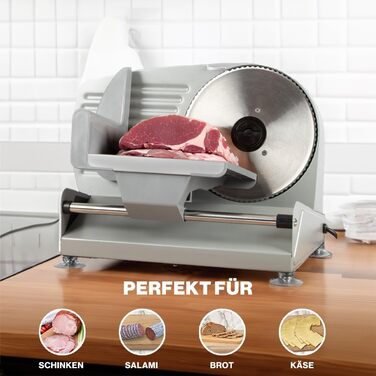 Нарізка їжі Bomann з ножем з нержавіючої сталі Ø 190 мм Електрична хліборізка з плавним регулюванням товщини різання (015 мм) Різальний верстат з металевим корпусом 150 Вт МА 451 ЦБ