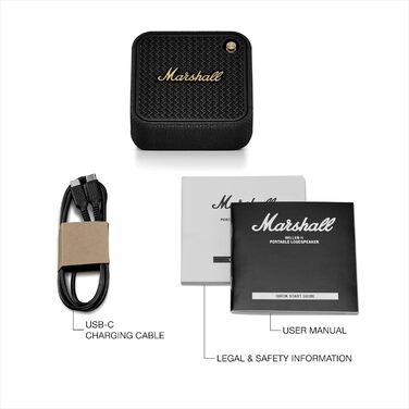 Бездротова Bluetooth-колонка Marshall Willen II, понад 17 годин без підзарядки, водонепроникна за стандартом IP67 - чорний і латун