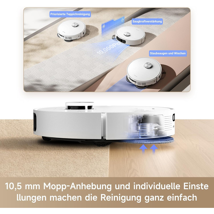 Робот-пилосос Dream L10s Ultra Gen 2 з функцією миття підлоги, технологією MopExtend RoboSwing, потужністю всмоктування 10 000 Па