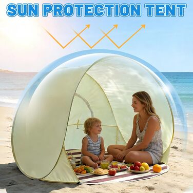 Розкладний пляжний намет із захистом від ультрафіолету, XXL, 3-4 особи, UPF 40, розкладний пляжний намет для немовлят, одноразовий пляжний намет із захистом від ультрафіолету та вітрозахисною плівкою, пляжний намет, розкладний сонцезахисний козирок, розкл