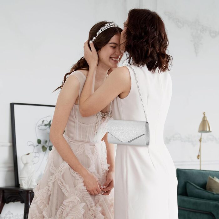 Жіноча блискуча вечірня сумка-клатч елегантна весільна сумка срібний клатч зі знімним ланцюжком офіційна сумка для весілля, вечірки, випускного вечора A-Silver