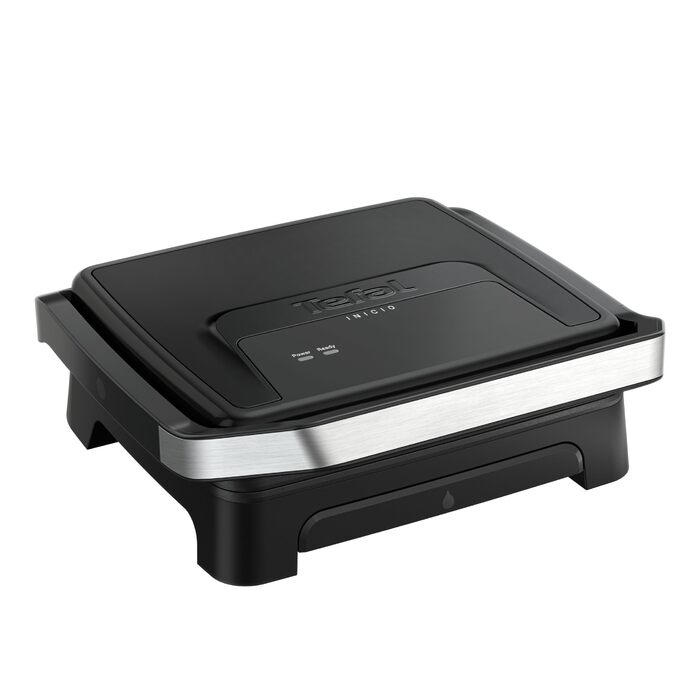 Контактний та панельний гриль 2-в-1 Tefal Inicio Classic, 2000 Вт, компактний дизайн, корпус із нержавіючої сталі, піддон для збору жиру, антипригарне покриття, чорний, GC2718