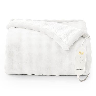 Електрична ковдра 130x180 см, з автоматичним вимкненням, 9 режимами нагріву та 10-годинним таймером, функцією пам&39яті, захистом від перегріву, електрична м&39яка ковдра для ліжка, офісна (біла) 130x180 см Білий