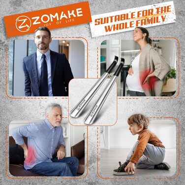 Ріжок для взуття металевий довгий 42 см, довгий ріжок для взуття з нержавіючої сталі, набір з 2 шт. - довгий міцний ріжок з чорним