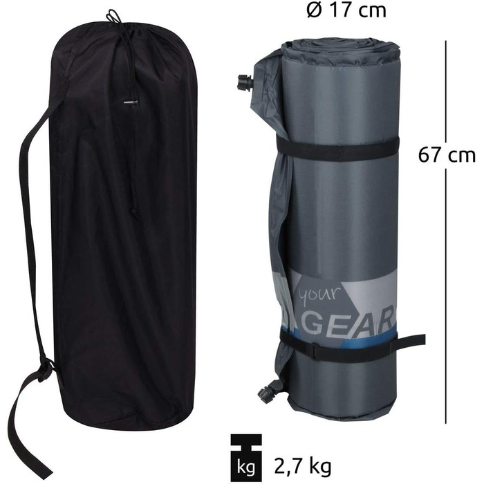 Ваш GEAR ISO 700 Самонадувний спальник 200x63x7 см Водонепроникний термокилимок Надувний матрац Надувне ліжко