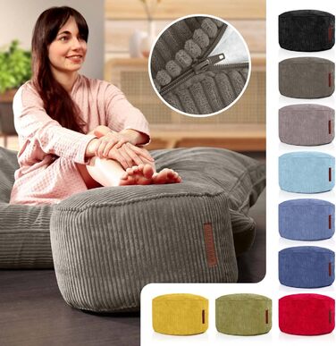 Пуф-подушка Зелена квасоля 45x25 см з наповнювачем з EPS-бісеру та вельветовою тканиною, подушка для підлоги, шезлонг, сидіння, пуф, крісло, дитячий, дорослий, тканина, табурет, місце для зберігання, антрацитовий вельветовий пуф - 45 x 25 см - антрацитови