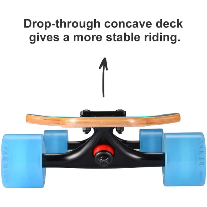 Лонгборд 39 дюймів, з кульковими підшипниками ABEC-9, Drop-Through Freeride Skateboards Cruiser I кокосове дерево