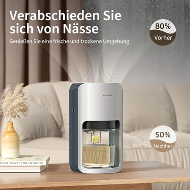 Осушувач повітря електричний 1200 мл, кімнатний осушувач повітря з автоматичним розморожуванням, 7 кольорів світла, ультра тихий о