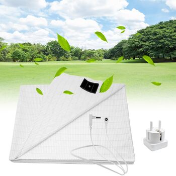 Простирадло iPalamila Grounding, килимок для заземлення (стандарт ЄС), простирадло для заземлення з 10 срібного волокна та 90 органічної бавовни, килимок для заземлення для кращого сну, енергії заземлення та відновлення (білий 132 x 68 см)