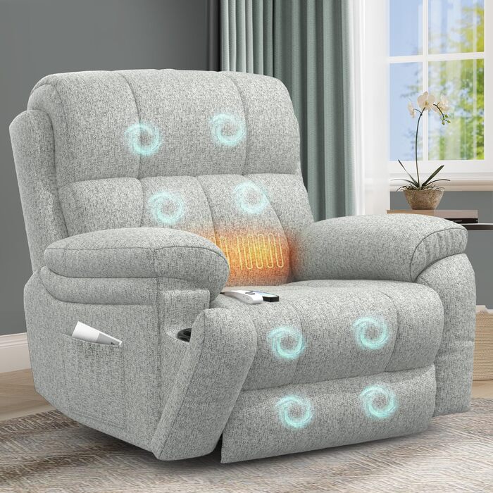 Електричне крісло-реклайнер YONISEE з функцією масажу, підйомником, масажем, підігрівом, підставкою для ніг, 2 бічними кишенями, підстаканником, портами типу C та USB, крісло-реклайнер для вітальні