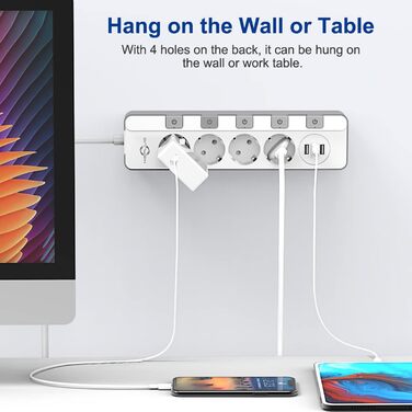 Розетка на кілька розеток із захистом від перенапруги (4000 Вт 16 А), розетка KEPLUG на кілька розеток з 3 USB, індивідуально пере