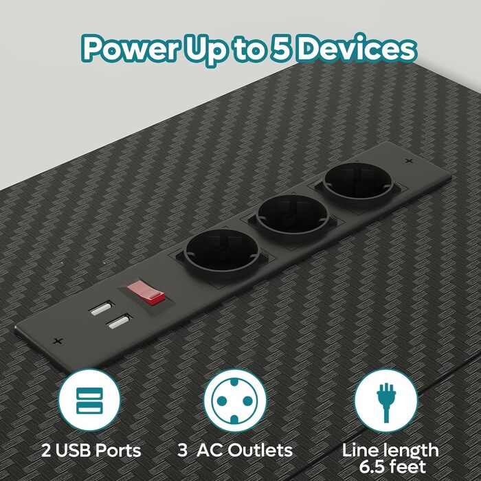 Г-подібний письмовий стіл Bestier 132 см з розетками та світлодіодним підсвічуванням, двосторонній кутовий стіл з полицями, велике