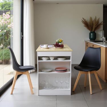 Багатофункціональний обідній стіл EGGREE з полицями для зберігання та розеткою - Кухонний стіл 110x60x78 см у дубовому декорі - Полиці з регульованою висотою, поверхня для зберігання, для невеликих приміщень у дубовому та білому кольорах