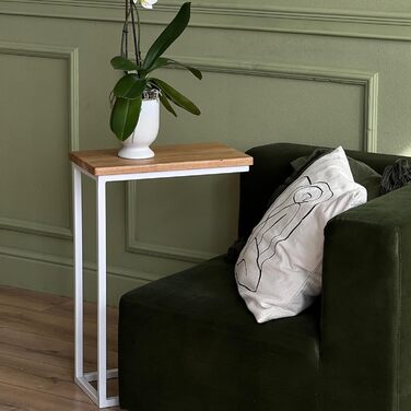 Маленький приставний столик-диван Чорно-білий дерев&39яний столик для ноутбука С-подібний столик для дивана Приставний столик піднос дубовий столик-ліжко тумбочка тумбочка високий столик для ноутбука для дивана маленький столик для вітальні (CWH) каркас б