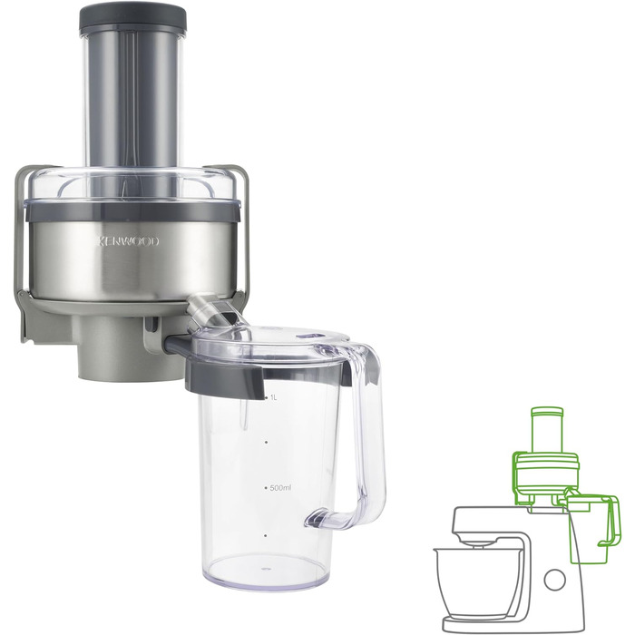 Професійна соковижималка Kenwood AT641 для кухонного комбайна Cook Chef KM 070, нержавіюча сталь, 20 х 27 х 31 см