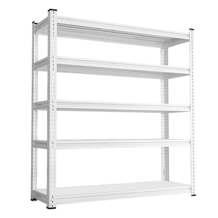 Металева вулична стелажна стійка для зберігання речей з отвором у формі гарбуза, загальна вантажопідйомність 900 кг - 80x35x180 см, 5 полиць (180 кг/полиця) - Біла, для гаража 80*35*180*5 Біла