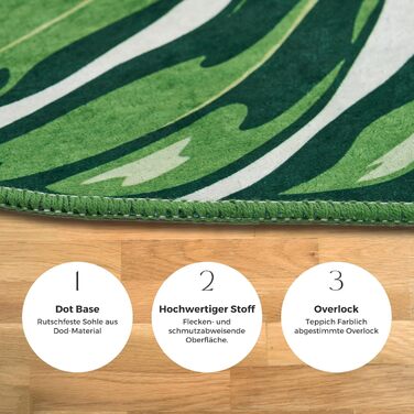 Килимок для ванної кімнати зеленого кольору з візерунком монстера комплект із 2 предметів, нековзний килимок для ванної, що миється, підходить для робота-пилососа, зелений килимок для ванної, килимок для ванної (з відворотом, 60 x 100 см - 50 x 60 см) зел