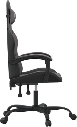 Геймерське крісло з функцією масажу, під шкіру, обертове на 360, чорно-сіре, 57,5 x 59,5 x 121-131 см, для розслаблюючої гри Модель 349595