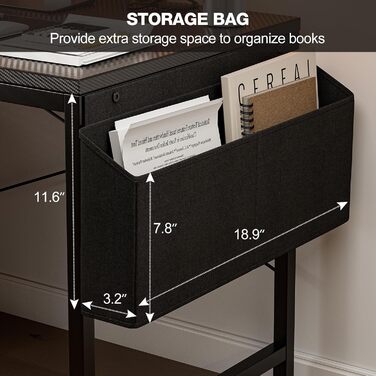 Ігровий стіл Grandder, ігровий стіл 100 см з розеткою та світлодіодним освітленням, комп&39ютерний стіл з двосторонніми полицями та шухлядою, ПК-стіл для домашнього офісу з відділенням для зберігання, чорний колір, 100 x 50 см, чорний колір